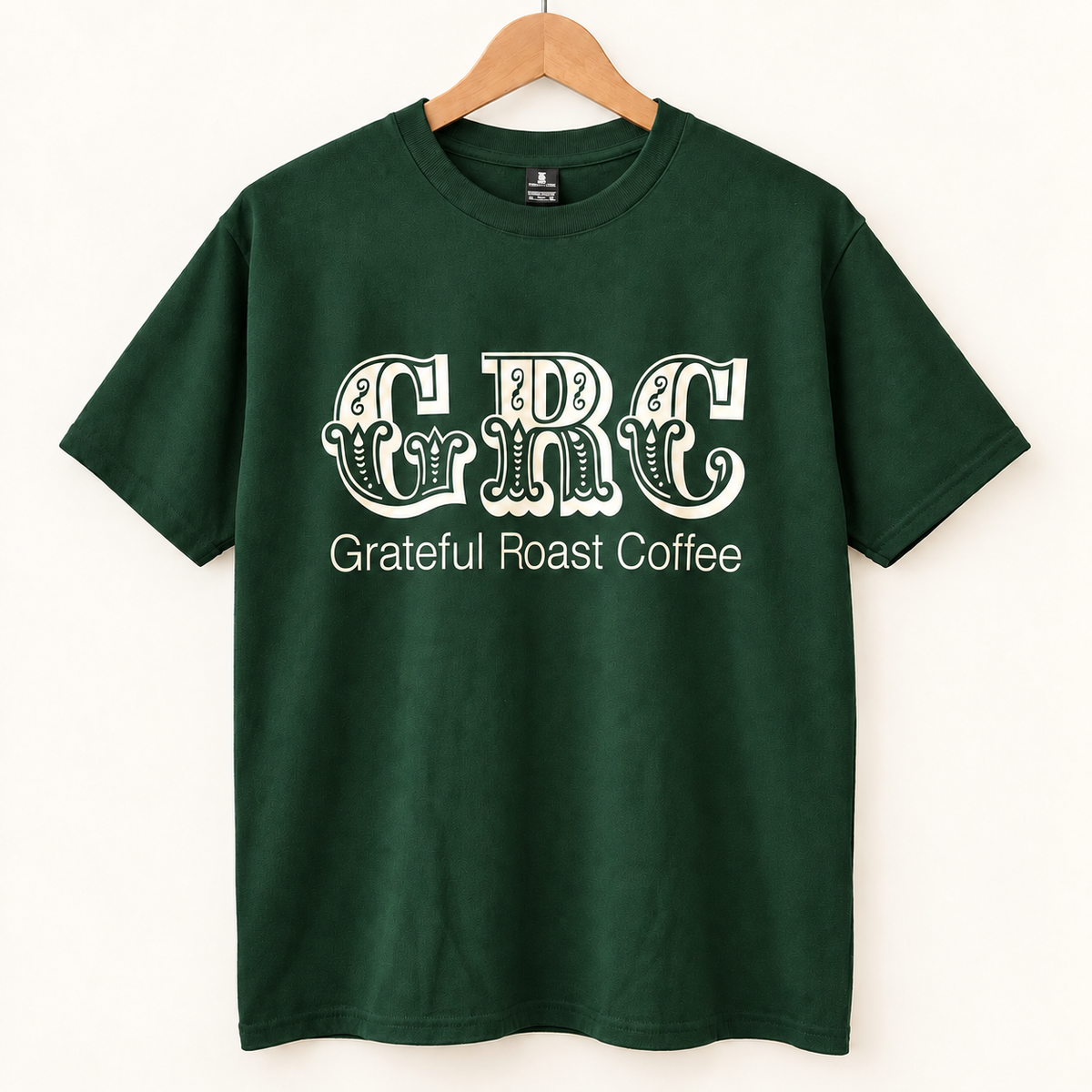 Forest green classic GRC tee, large front logo mockup