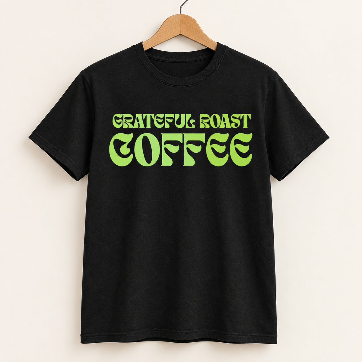 Black Gratitude in Every Cup tee, front digital mockup