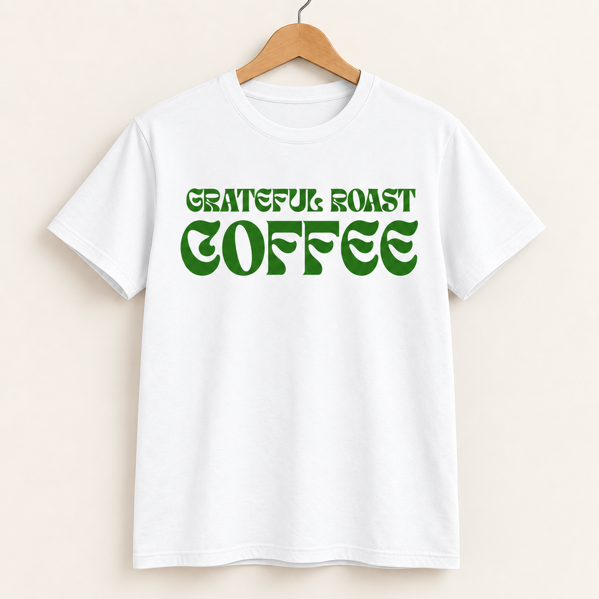 White Gratitude in Every Cup tee, front digital mockup