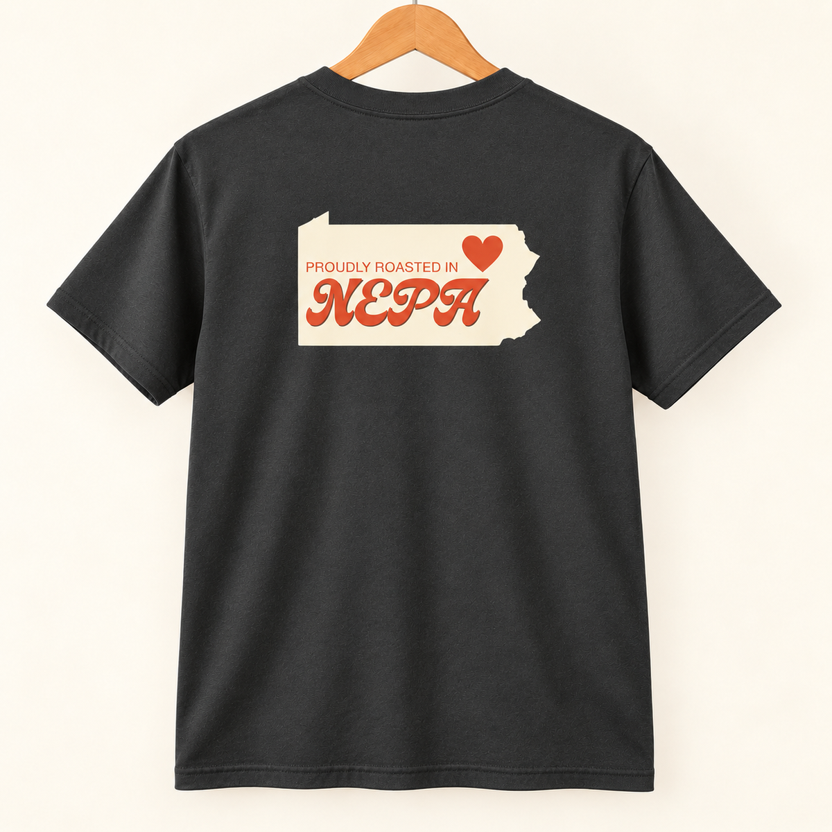Black GRC Proudly Roasted in NEPA tee, back mockup