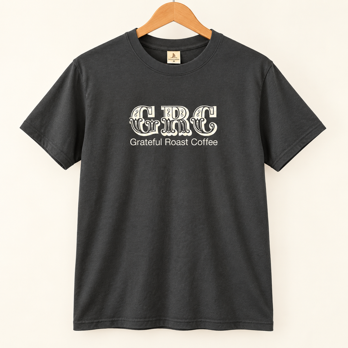 Black GRC Proudly Roasted in NEPA tee, front mockup