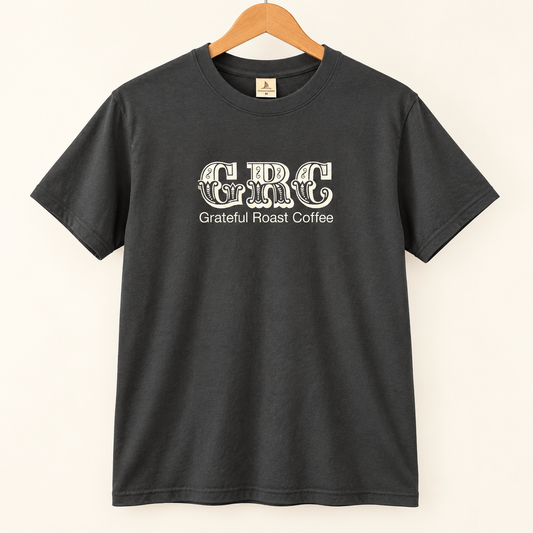Black GRC Proudly Roasted in NEPA tee, front mockup