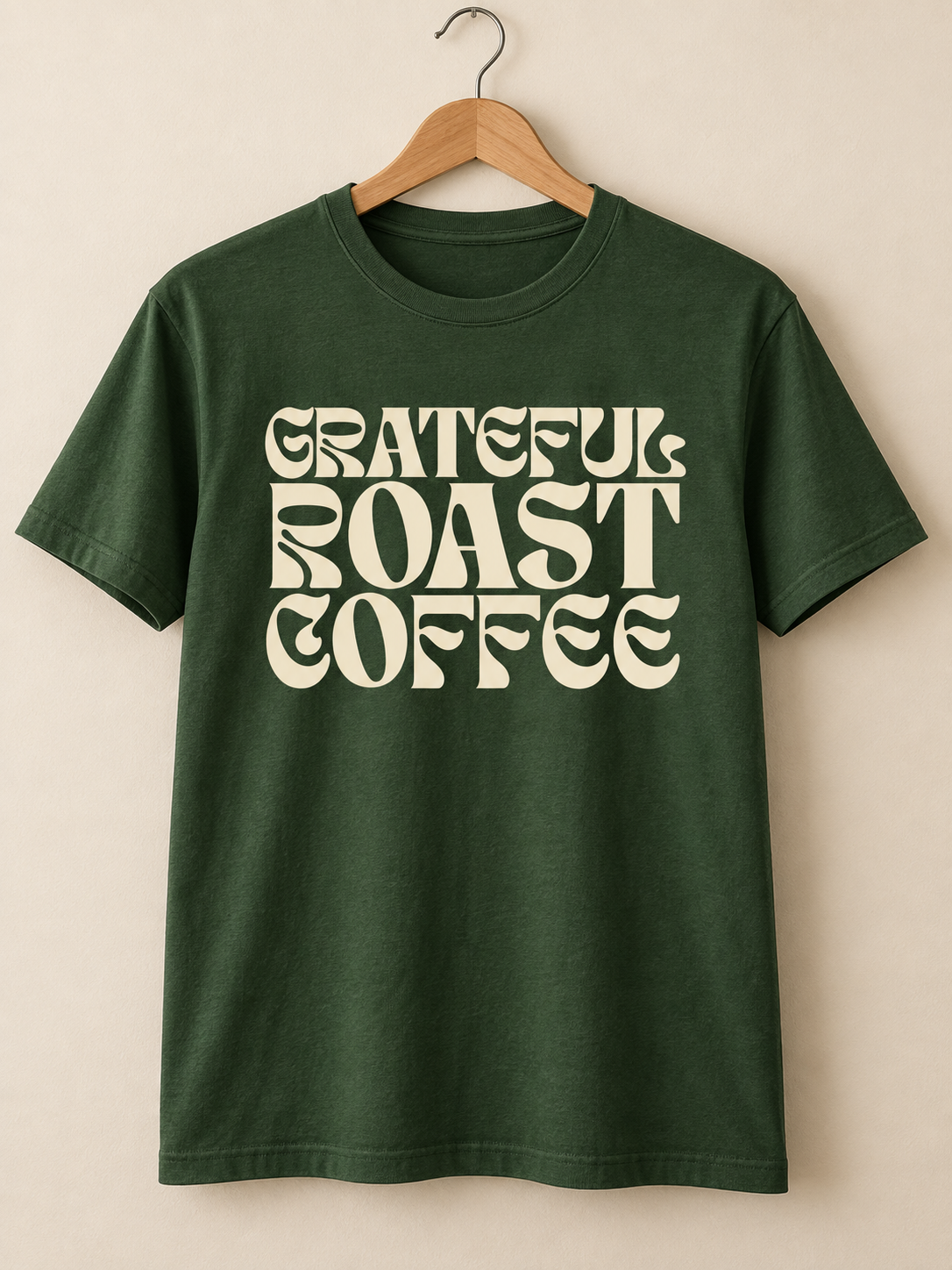 Stacked Grateful Roast Coffee Tee — Moss Green