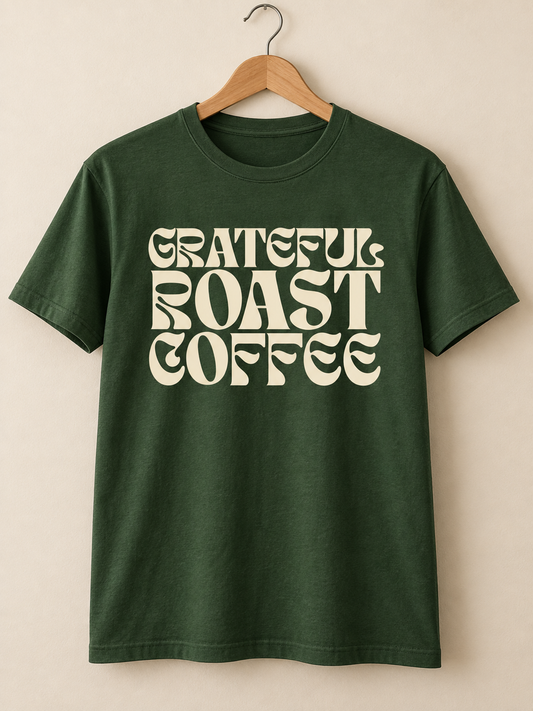 Stacked Grateful Roast Coffee Tee — Moss Green