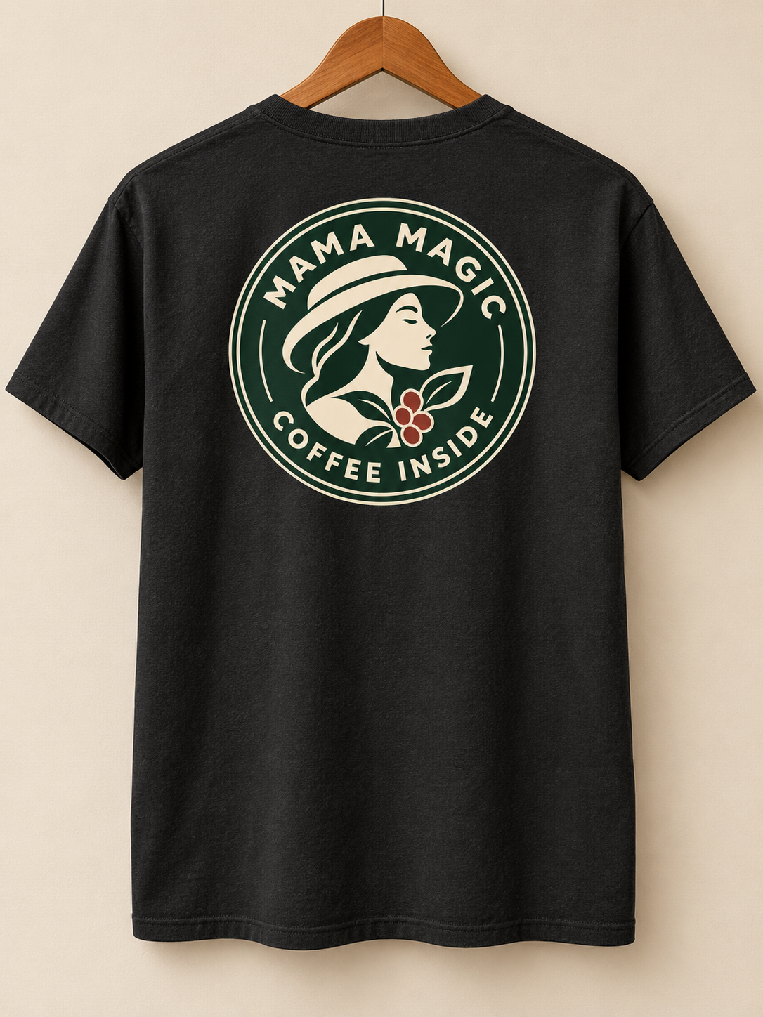 Mama Magic Coffee Inside Tee — Black back mockup