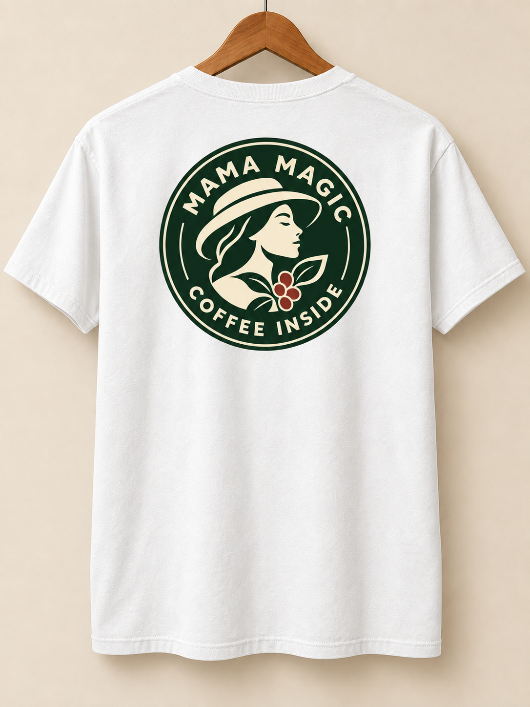 Mama Magic Coffee Inside Tee — White back mockup